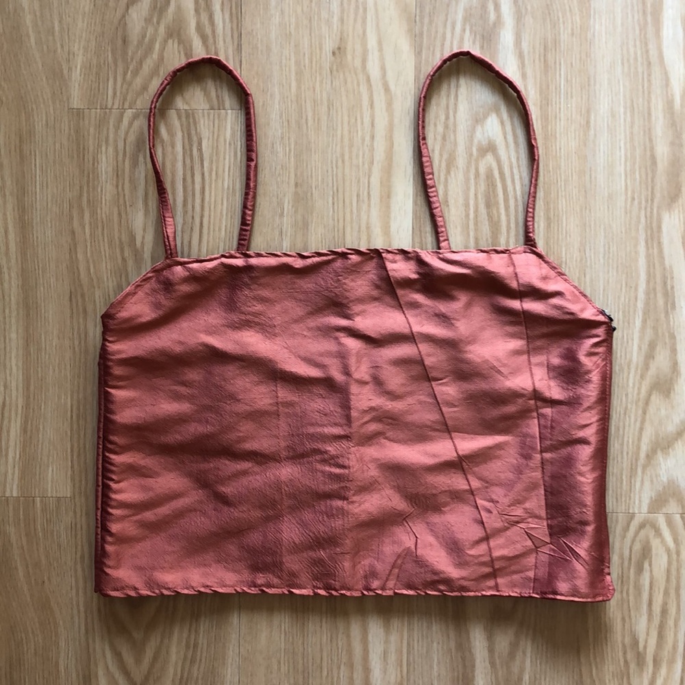 HANDMADE Raw Silk Crop Top, XS